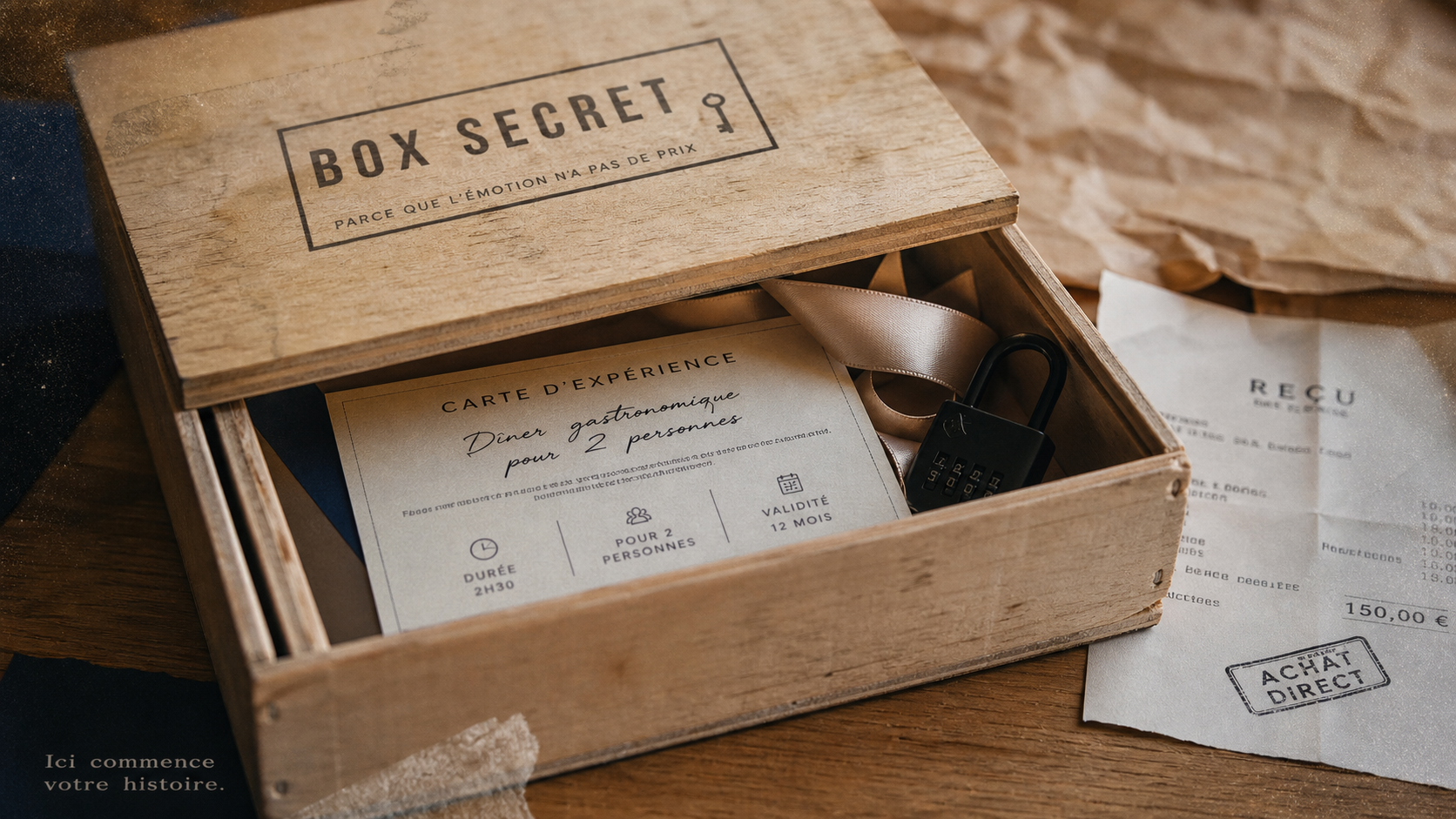 box secret : coffret cadeau avec cadenas noir mat