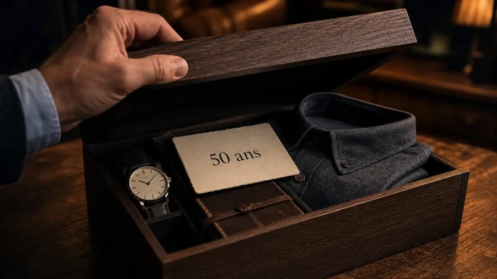 Cadeau inoubliable homme 50 ans : coffret premium avec montre et carte