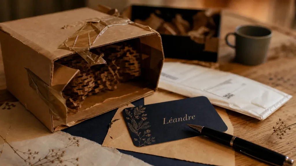 Cadeaux Folies avis : colis kraft et carte cadeau personnalisée