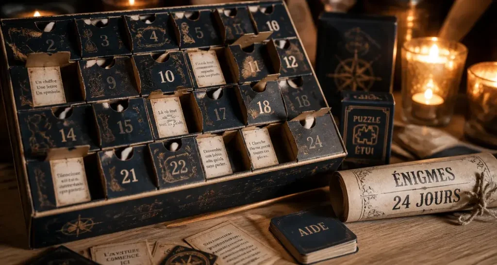 Calendrier de l avent jeux de société avec énigmes et mini-jeux