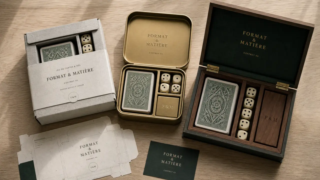 Boites de jeux de société carton, bois ou métal