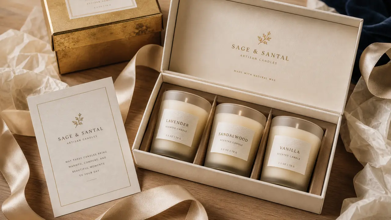 Coffret bougie cadeau avec 3 mini bougies