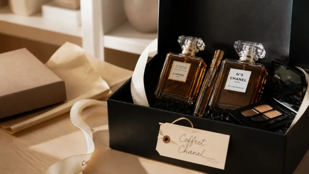 Coffret cadeau Chanel : parfum et maquillage