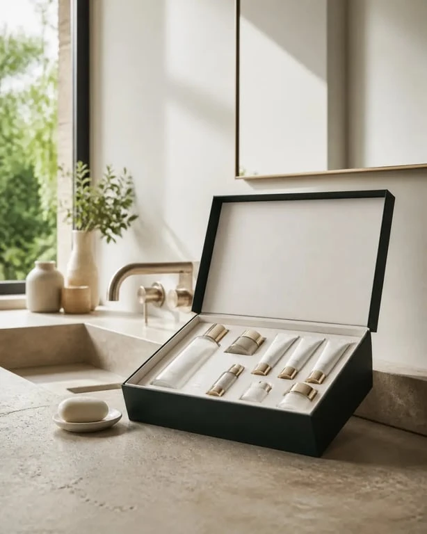 Box surprise Rituals ouverte avec mini formats et un produit taille standard