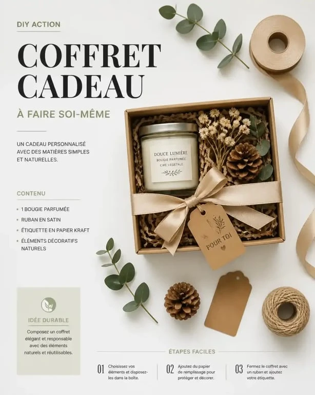 Coffret cadeau Action DIY personnalisé avec des produits de soin et décoration