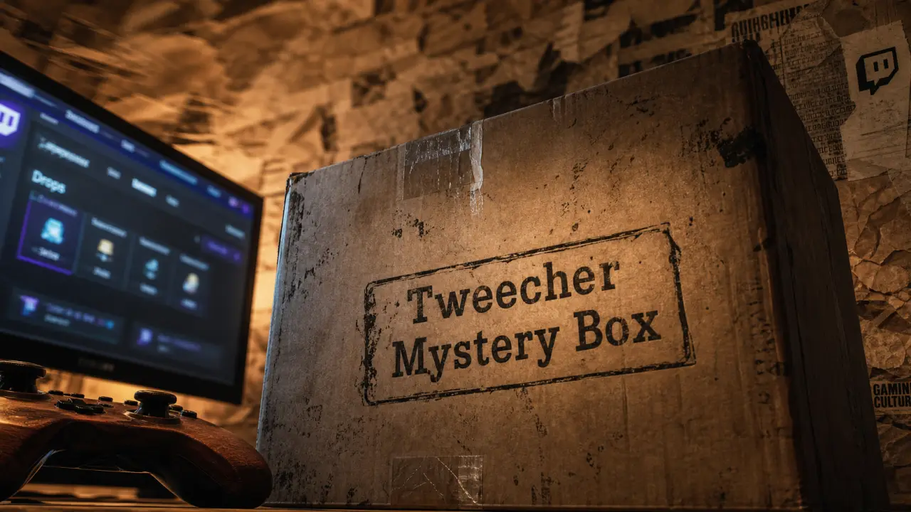 Tweetcher mystery box : boîte carton, interface Twitch, manette